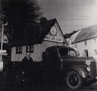 Allegorical carriage; 1st of May festivities, Doupov, 1950s