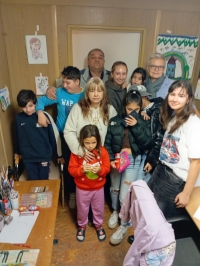 Juraj and Alica with children in the "classroom"