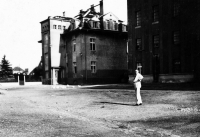 Jitka Havránková's father František the miller in front of the mill and villa