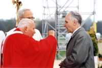 Jaroslav Strnad receiving the Blessed Sacrament from the hands of Pope John Paul II, Prague 1997