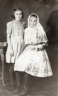 Eliška Melounová with her godmother, 1940s