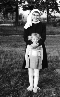 Sister Zdislava with a nice visitor (1972)