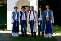 Provodov men in reconstructed costumes of the Luhačovské zálesí region. Jan Slovák is centre and his son Jan is at right; Malenisko, 2011