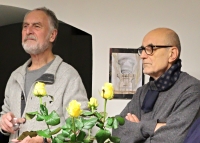 From the closing of the exhibition Space Artifacts, SKLO-GLASS Gallery, February 2025, Prachatice - Ilja Bílek and Jan Exnar