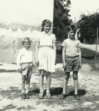 Siblings Ester, Joel and Pavel Rumls, Opatov, 1960