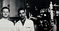Peter Briess in a laboratory in Geneva, 1953