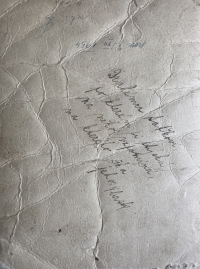 Rear of the photo with dedication to daddy