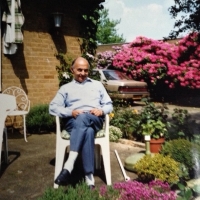 Peter Briess, at home on the terrace, 1988