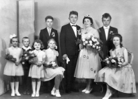 Wedding photograph of František Jiříček and Petra Michalová in 1960