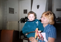 Ludmila Janků with her grandson in 1995