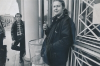 Petr Kubín (right) with Ludvík Hradilek, Respekt, 1993, photo Michal Hladík