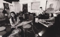 Ivan Pelíšek with the band Abraxas during a rehearsal in their rehearsal room at Skalka in Prague, 1970s