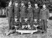 František Jiříček standing second from the left during military service in 1954 in Litoměřice