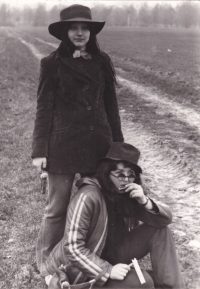 K. Malíková, Eva Formánková during the welcoming of spring 1977