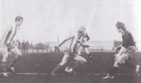 During a youth league football match played on cinder surface, 60s-70s