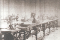 Stitching uppers department in the Heinrich Purmann/Eduard Scholz oHG factory in Teplice