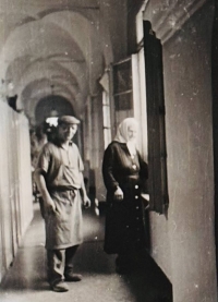 František Vyklický - repairer and maintenance worker, heating engineer and driver, in the corridor of the Plaveč castle/home for the elderly
