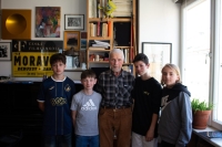 Ivan Spěvák with pupils from the Stories of Our Neighbours project