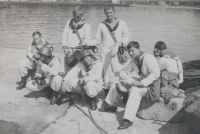 Tadeusz Wilk in the Navy, in the foreground