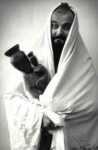 Jan Slovák with a Madonna statue, 1994