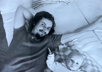 With his son Pavel, 1976