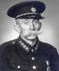 Grandfather Lambert Vémola in a fireman's uniform. He was one of the founding members of the Jamnice Volunteer Fire Brigade. Photo from 1950
