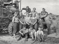 Treshing in Jamnice during harvest, 1956