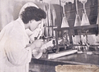 Witness in a promotional photo from the Opava Grain Research Station, 1950s