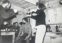 Ivan Spěvák at the New Year's Eve 1976 celebration with friends