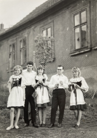 Jindřiška Šulcová wearing a folk costume during a May festivity (centre), 1967