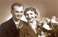Wedding photo of the Šurnický couple, 1950s