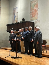 Petr Čech (third from right) on the stage of the Bethlehem Chapel during the FEng. ceremony, 25 November 2025