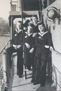 Tadeusz Wilk in the Navy, first from the right