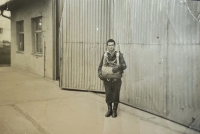 Husband Frantisek Kroul during basic military service, Prostějov, 1965