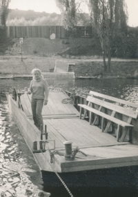 Marie Bílková as a ferrywoman