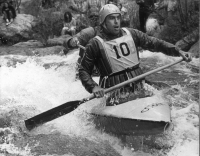 Josef Šedivec racing on a kayak