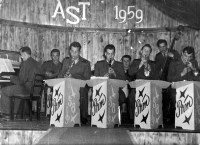  Josef Šedivec with guitar in a picture of the band Prim 58 from the time of basic military service