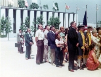 Josef Šedivec in a white shirt on the day he was granted U.S. citizenship in 1975 during a ceremony called naturalization