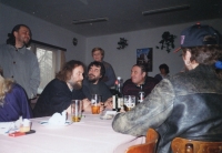  Placing Bohumil Hrabal's urn, Hradištko 1997, from left K. Novotný, T. Mazal, L. Daněk, M. Rudolf