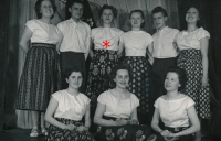 Eva Rajmonová (third from left above), 1956