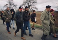 On the way to the cemetery, laying Bohumil Hrabal's urn, 1997