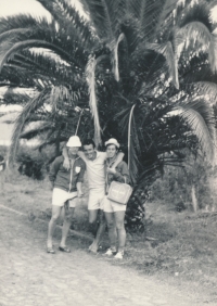 Josef Bouška (1. zprava) během Letních olympijských her v Mexiku, 1968