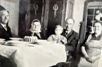 Kříha and Wortner families with their granddaughter Boženka, 2nd half of the 1950s