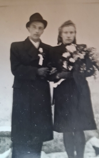 Wedding photos from 1944 - newlyweds František and Bohumila Daňhel