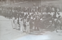 Funeral of the victims of the anti-German uprising in Třešt' after the war, including František Daňhel