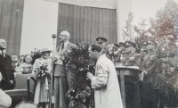 President Edvard Beneš on a visit to Jihlava in 1946 - Bohumila Coufalová was to meet him in person