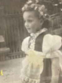 Alena Pechová wearing a Slovácko region costume in Hodonín (1952)