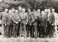 Alena Pechová's father Miroslav Filipovič (far right) with his comrades in arms (1990s)