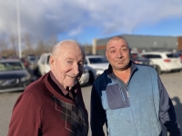 With son Jan, Calgary, 2025