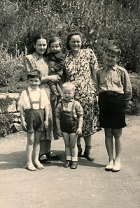 Vladimír Železný (bottom left) with his mother Alexandra Astrjabová (above left), 1951
